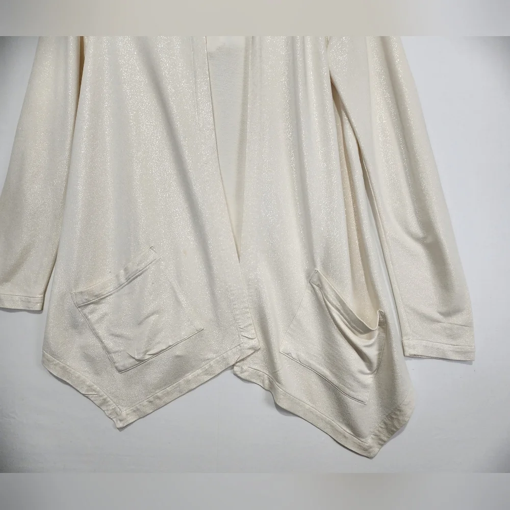 Tommy Bahama Women's Cream Open-Front Shimmery Cardigan Size S/P - Picture 2 of 9